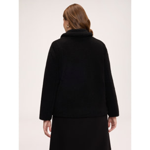 Fiorella Rubino - Giacca effetto teddy con collo a camicia - Nero