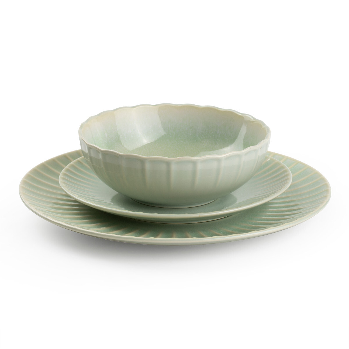 Colette Verde - Set di stoviglie da 18 pezzi