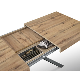 Tavolo FORTE DEI MARMI in legno, finitura rovere rustico e gambe incrociate in metallo antracite, allungabile 95x90 cm - 145 x 90 cm