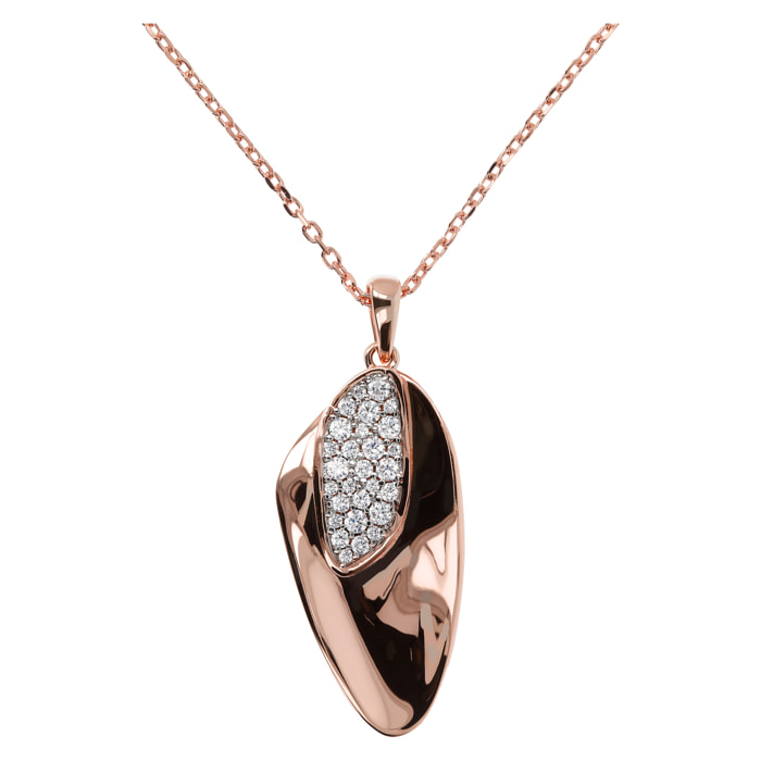 Collana Saliscendi con Pendente a Foglia Pavé in Cubic Zirconia