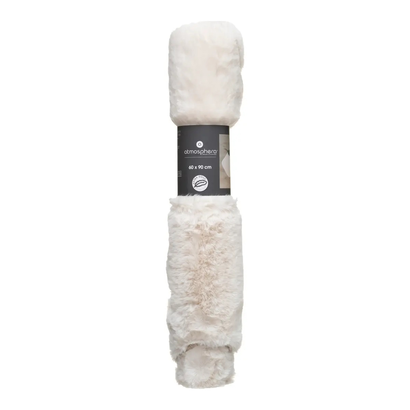 Tapis "Couka" effet fourrure blanc ivoire 60x90cm