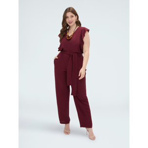 Fiorella Rubino - Top in mussola con volant sulle spalle - Bordeaux