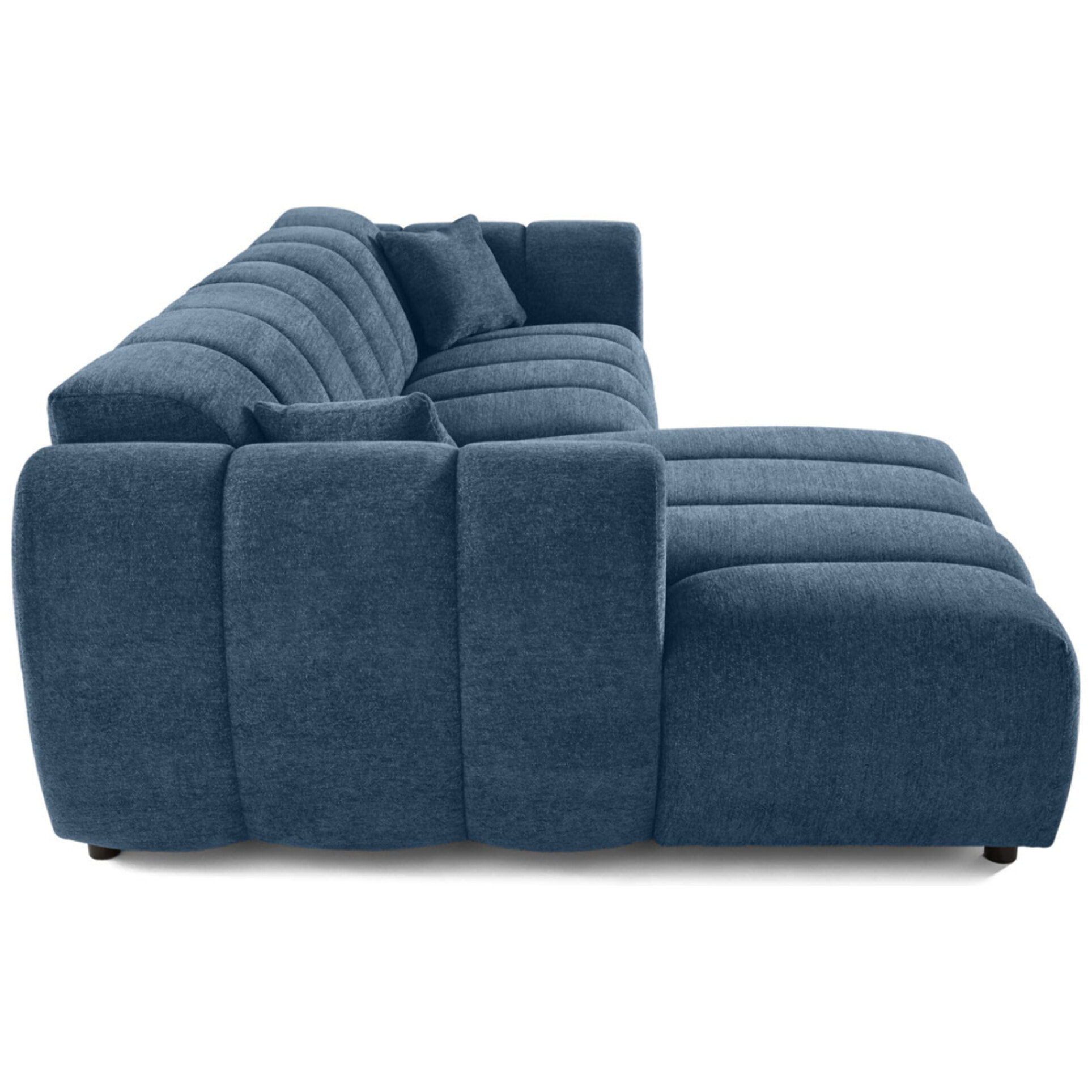 Curtis - canapé d'angle gauche 4 places en tissu texturé - Bleu