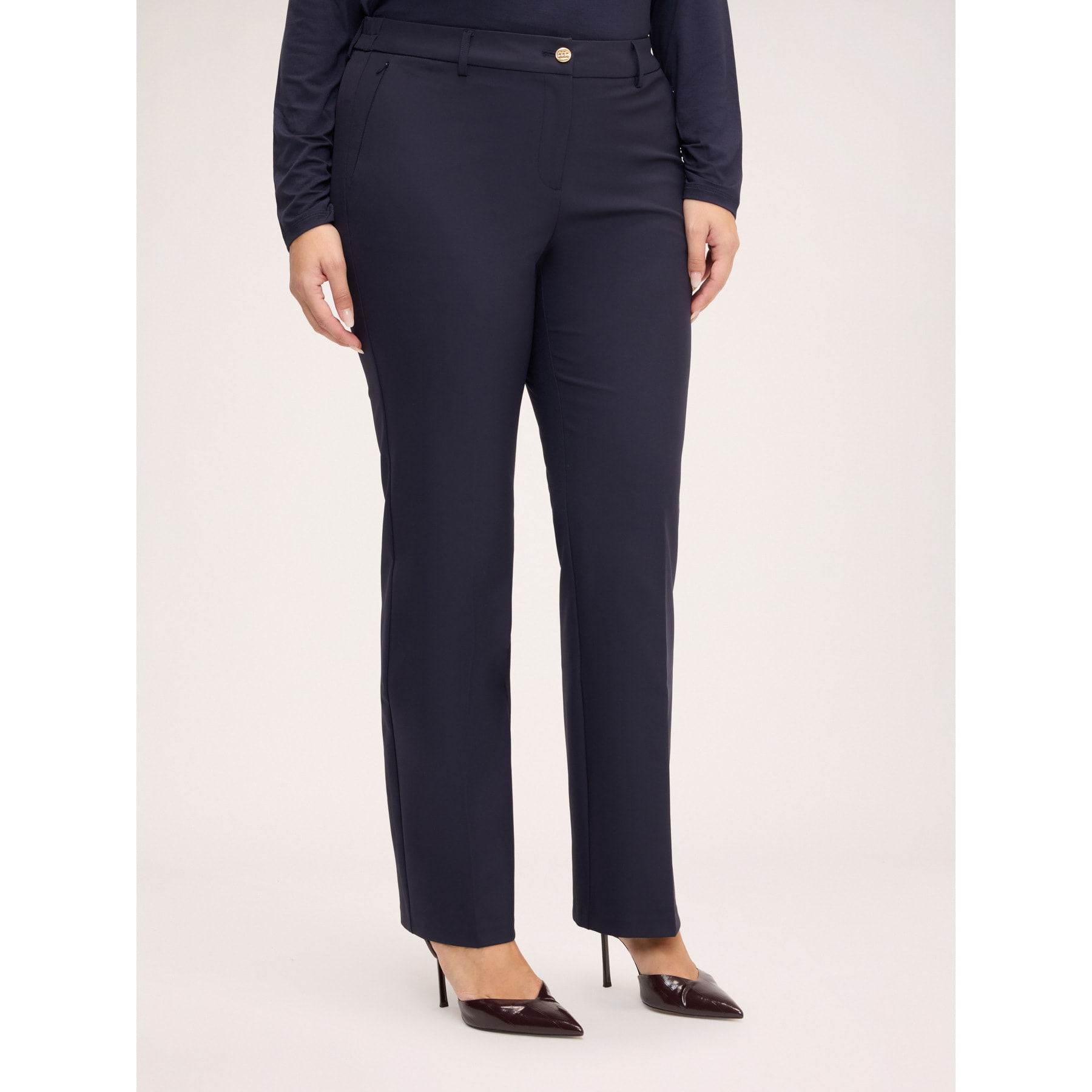 Fiorella Rubino - Pantalone regular con bottone gioiello - Blu