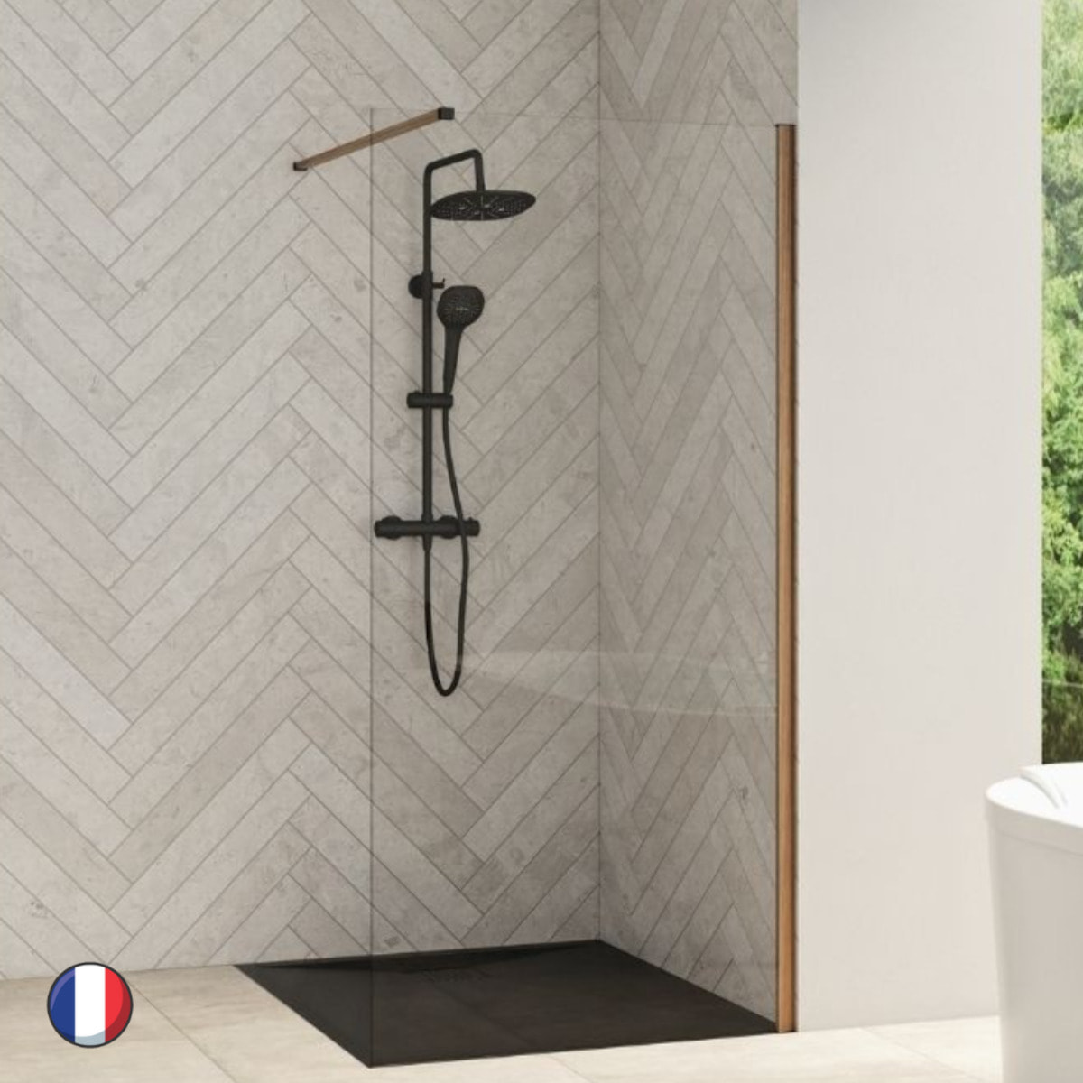 KINEDO Paroi douche 200 x 140 Smart Design Nordic Chêne Naturel