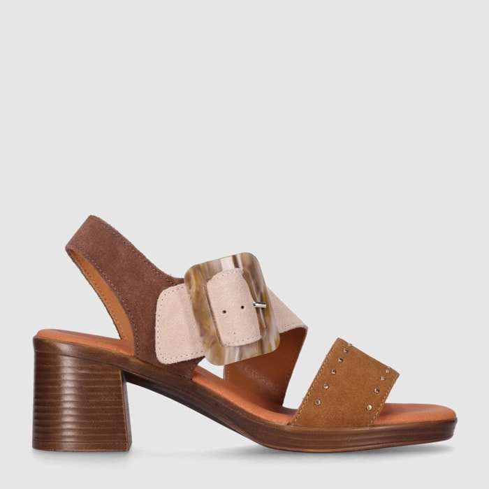 Sandalias de Serraje - Multi-Marron - Tacón: 6 cm