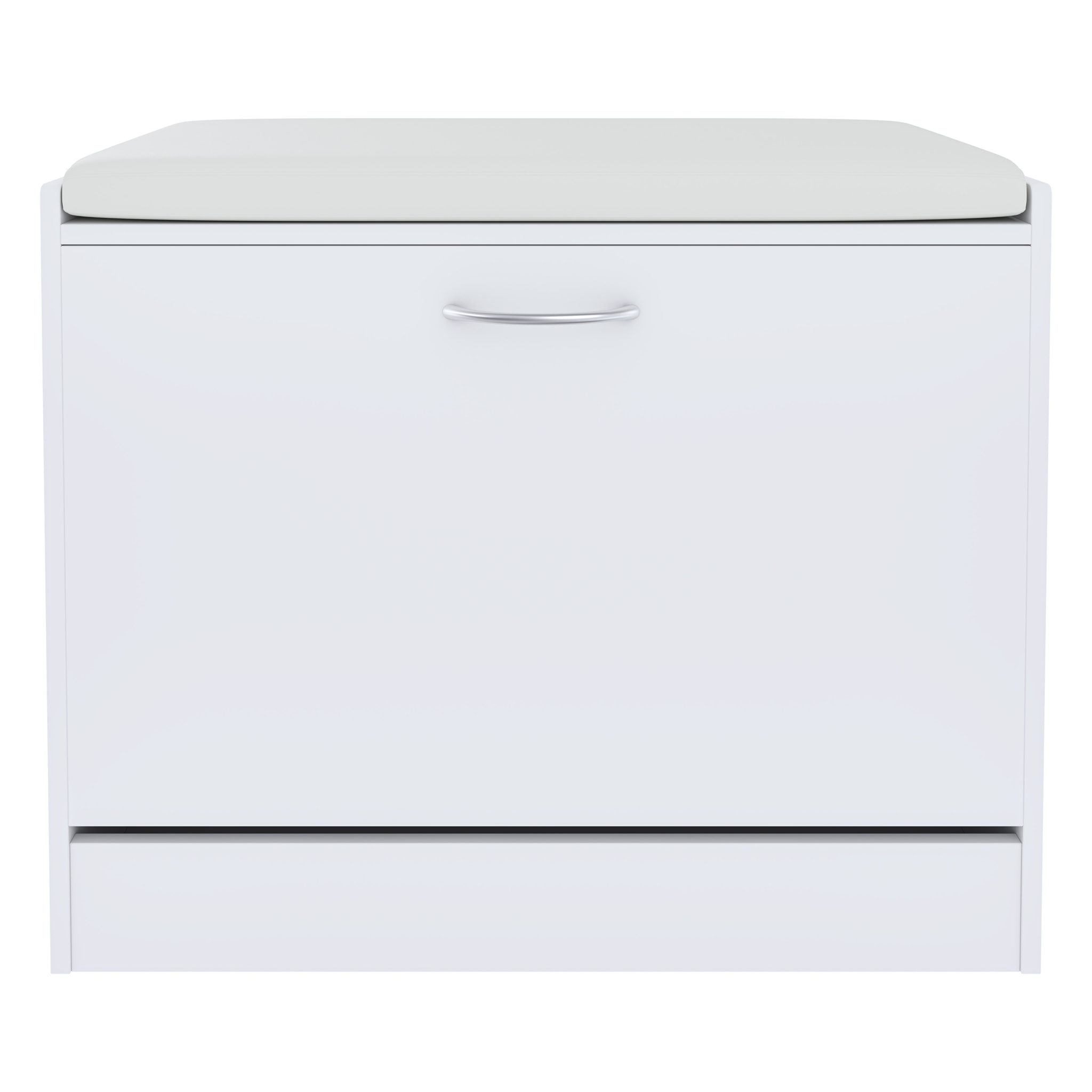 Panca Scarpiera Da Ingresso Salvaspazio Cuscino Anta Ribalta Seduta Imbottita In Ecopelle Soggiorno Casa Camera Ufficio 60 x 30 x 48 Cm Bianco