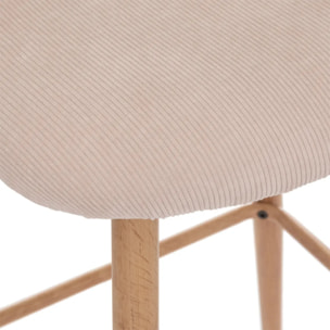 Chaise de bar "Celeste" velours côtelé beige