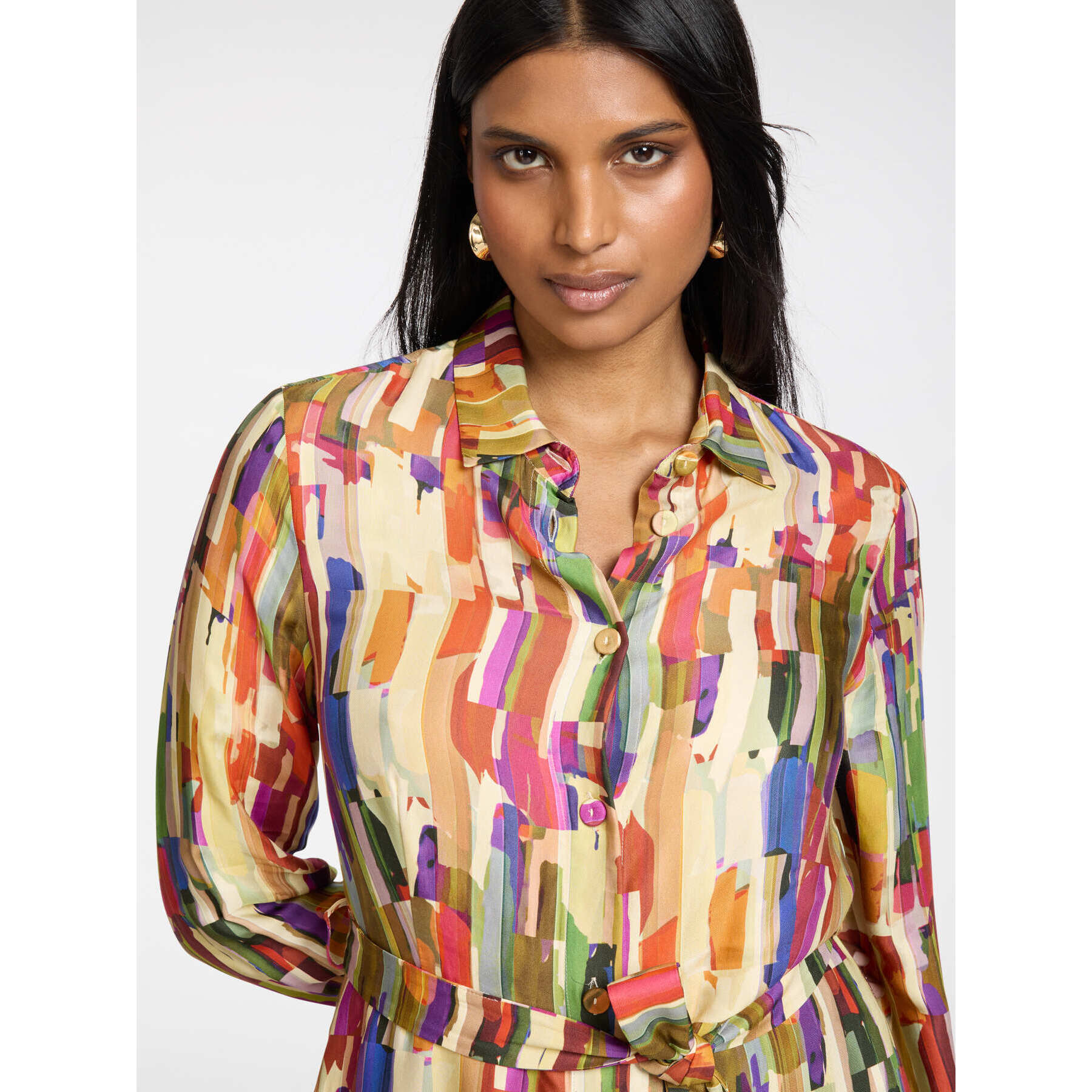 Elena Mirò - Vestido camisero estampado - Beige