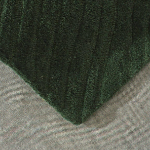 Tapis Salon 160 x 230 cm, Vert, noir, Laine chaude, motif abstrait en relief, création authentique