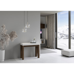 Console Naxy cm.90x42 (extensible à 300) dessus Frêne Blanc structure Noyer