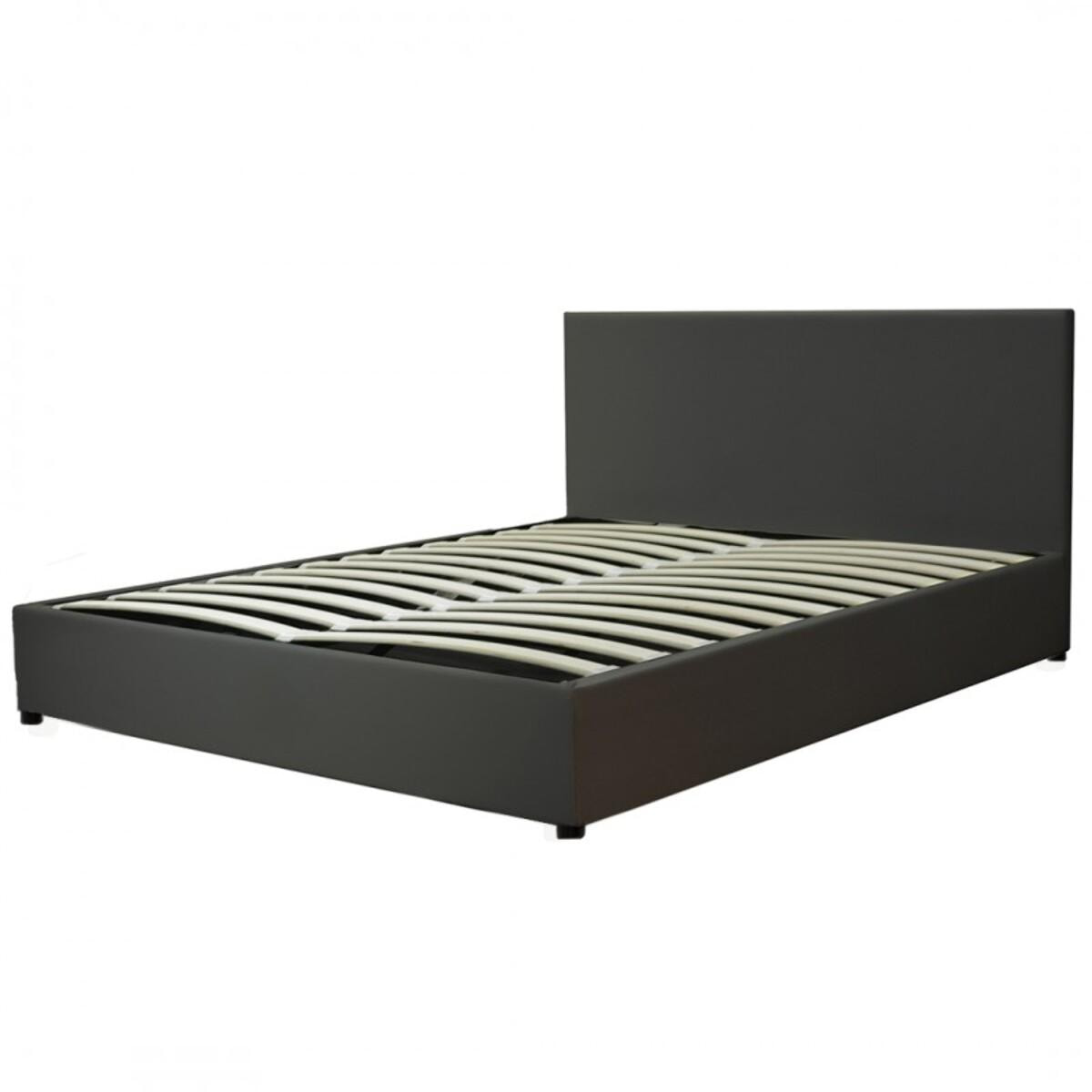 Lit coffre sommier relevable noir | Modele Colisee Simili Cuir | Grande capacite de stockage