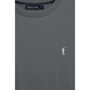 Maglietta color asfalto a maniche corte e ricamo Rigby Go