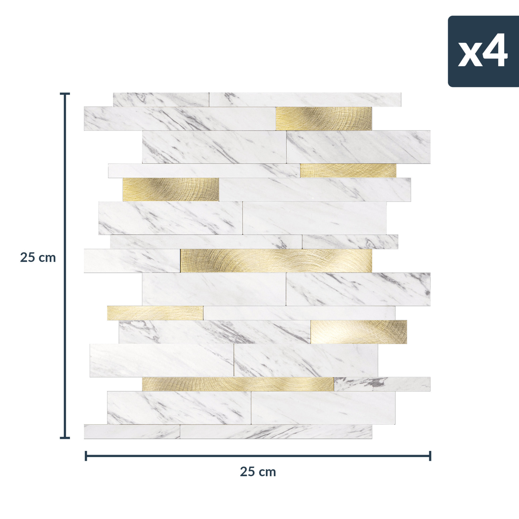 Crédence adhésive murale 3D motif lamelles 4 pièces - Blanc