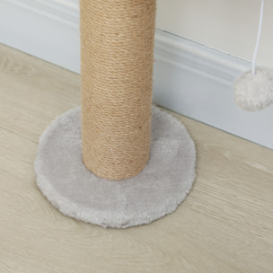 Arbre à chat mural 4 plateformes griffoirs grattoirs boule - 48x21x180cm - gris clair