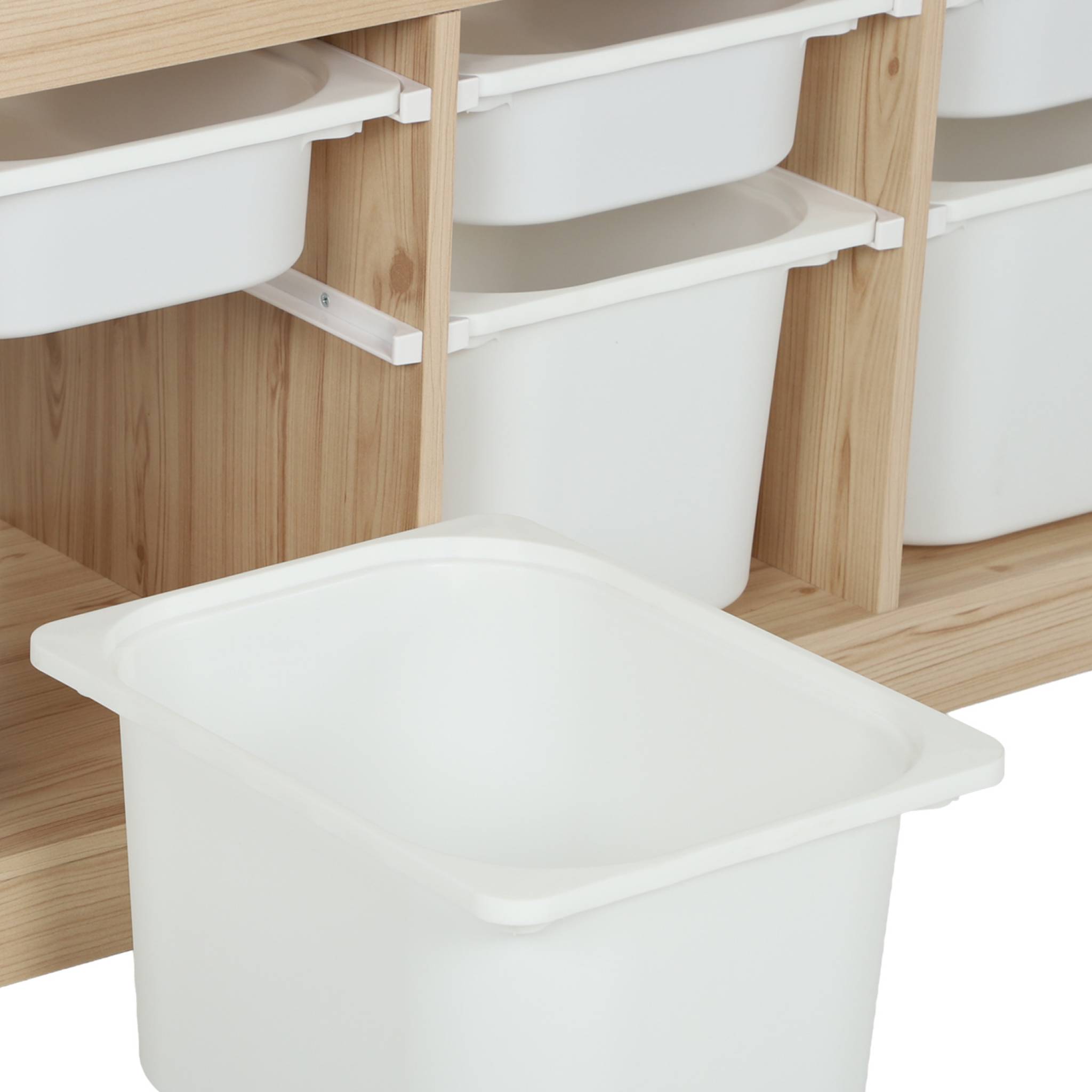 Meuble de rangement pour enfant décor bois 6 bacs de rangement SORA