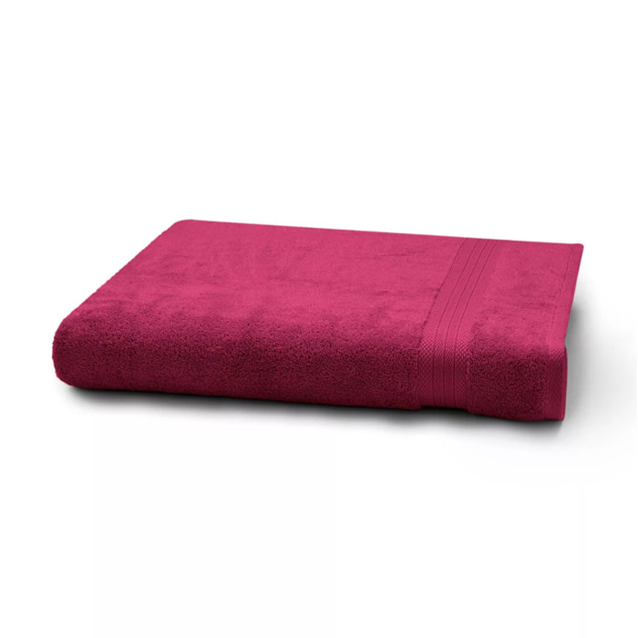 Drap de bain pur coton 550 g/m² uni rose Elea fuchsia