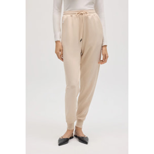 Pantaloni jogger fluidi color avorio