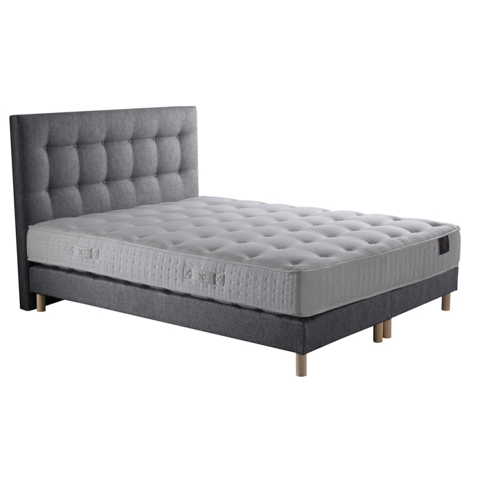 Ensemble Comète + tête de lit capitonnée - Matelas ressorts ensachés