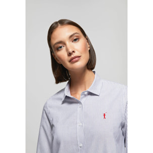 Camicia Oxford a righe blu marino con logo Rigby Go