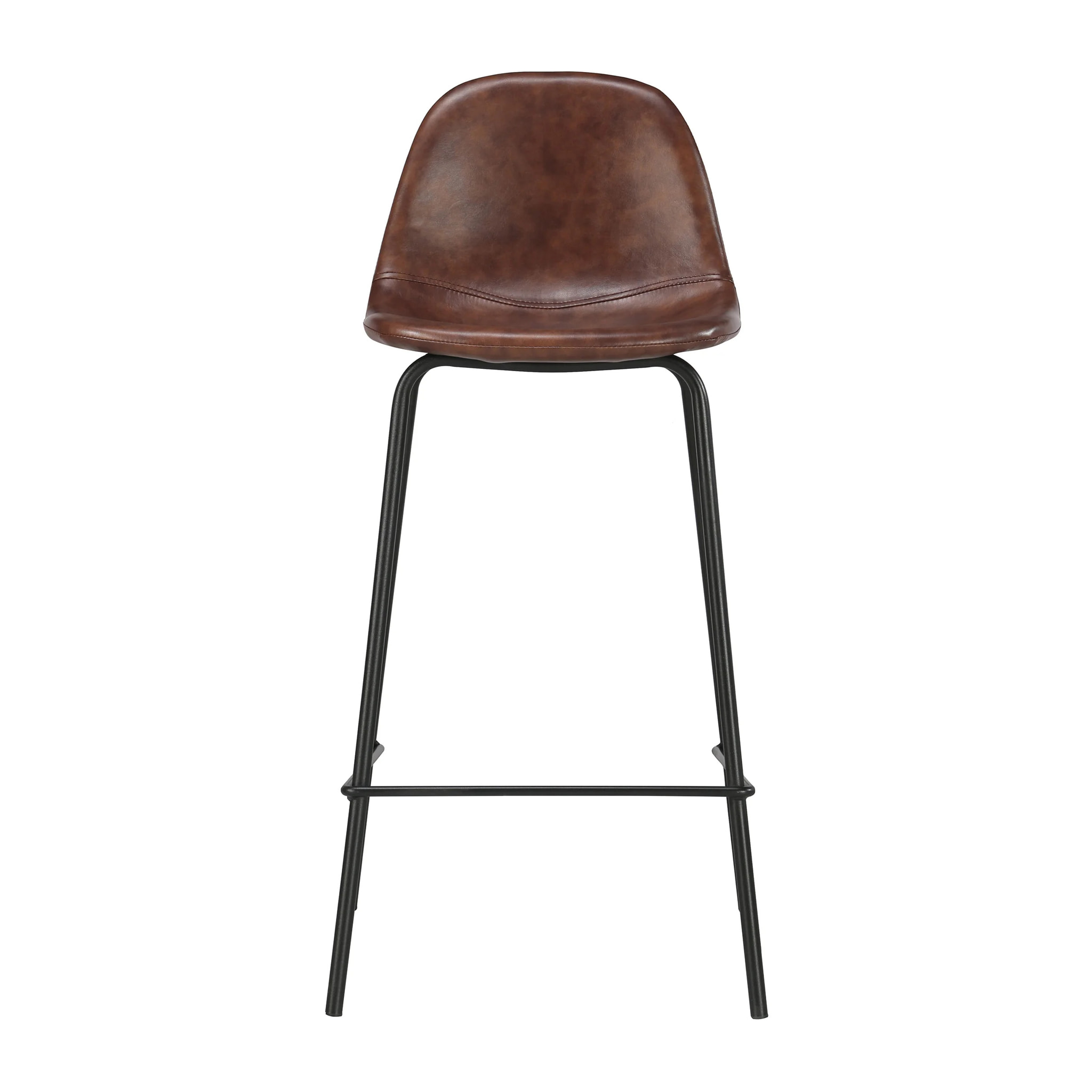 Lot de 2 chaises pour îlot central 65 cm en cuir synthétique marron - Henrik