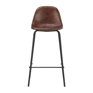 Lot de 2 chaises pour îlot central 65 cm en cuir synthétique marron - Henrik