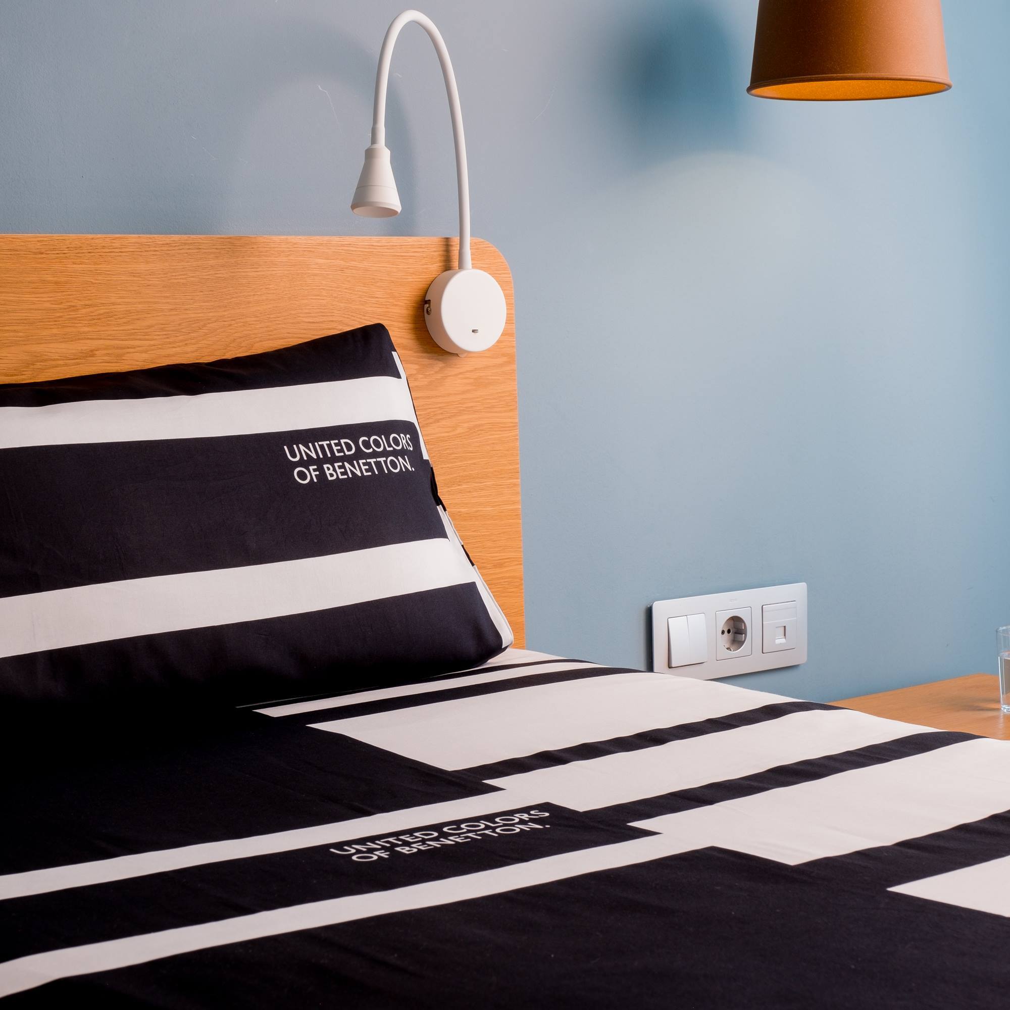 Juego de 2pcs cama, funda nordica y funda cojin , 200tc, 100% algodón Black&white Benetton