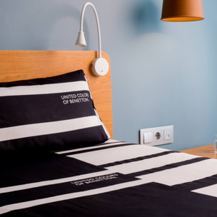 Juego de 2pcs cama, funda nordica y funda cojin , 200tc, 100% algodón Black&white Benetton