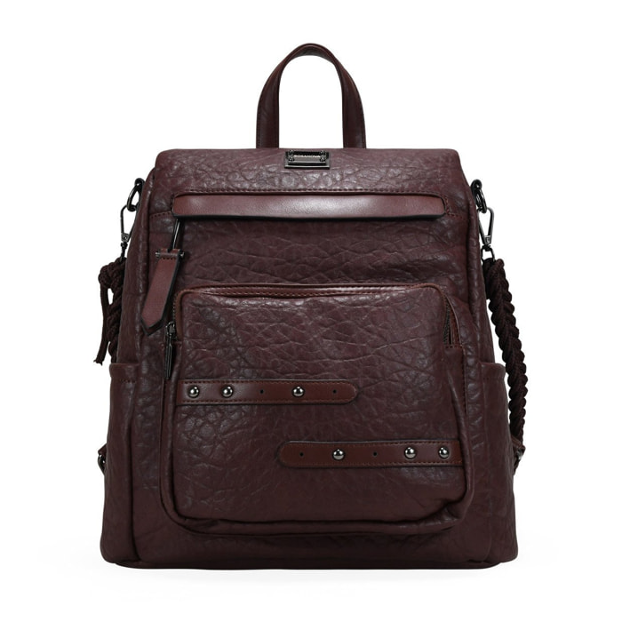 Mochila antirrobo marrón con bolsillos