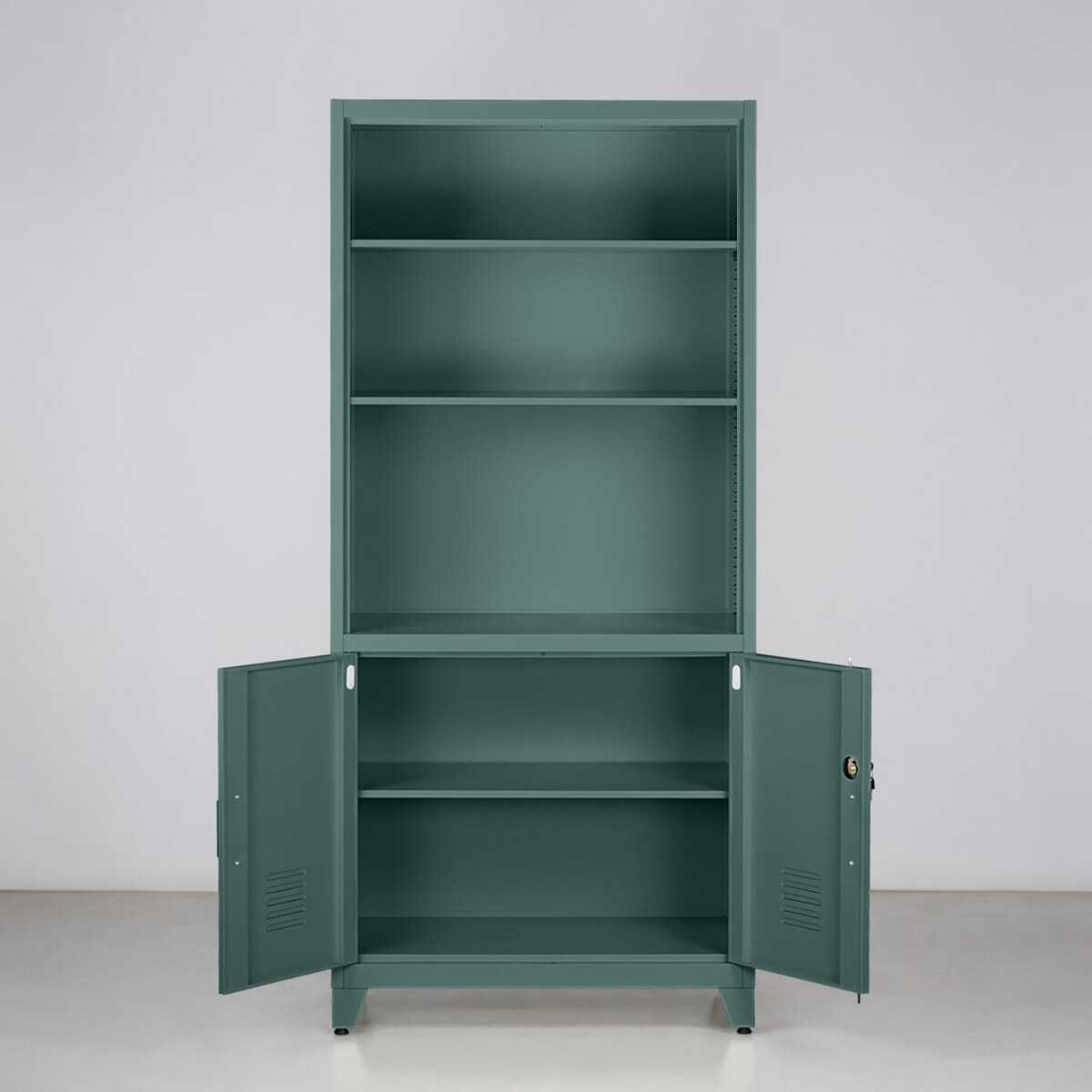Armadio metallo con serratura 5 ripiani e due ante 85x190 cm verde - Yumi