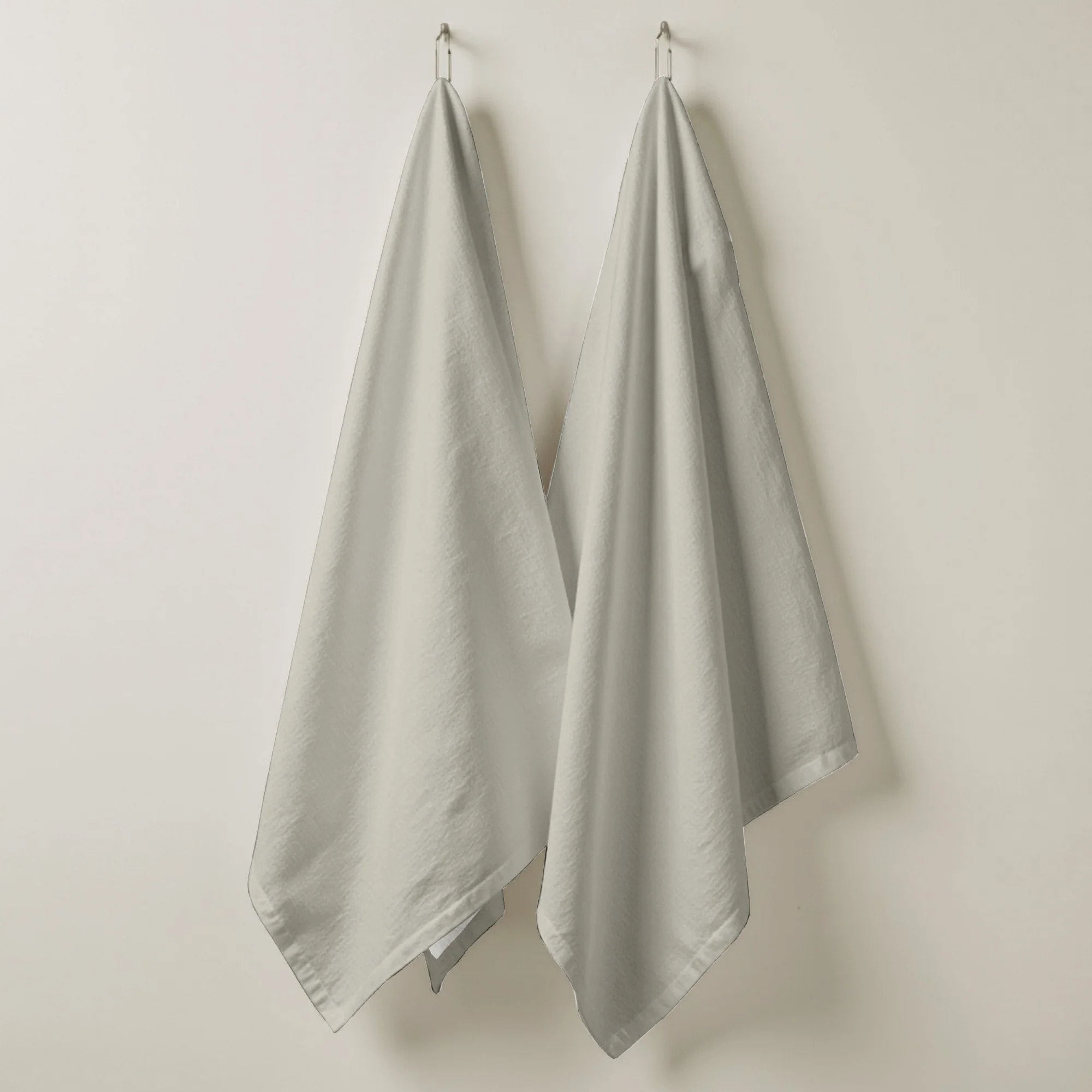 Lot de 2 torchons de cuisine 100% coton Harvard Gris clair