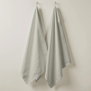 Lot de 2 torchons de cuisine 100% coton Harvard Gris clair