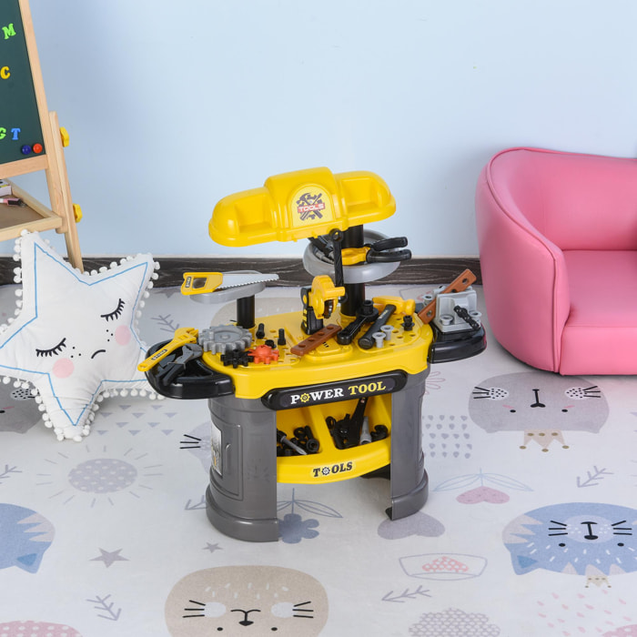 Etabli et outils pour enfants jeu d'imitation 64 accessoires inclus jaune et gris