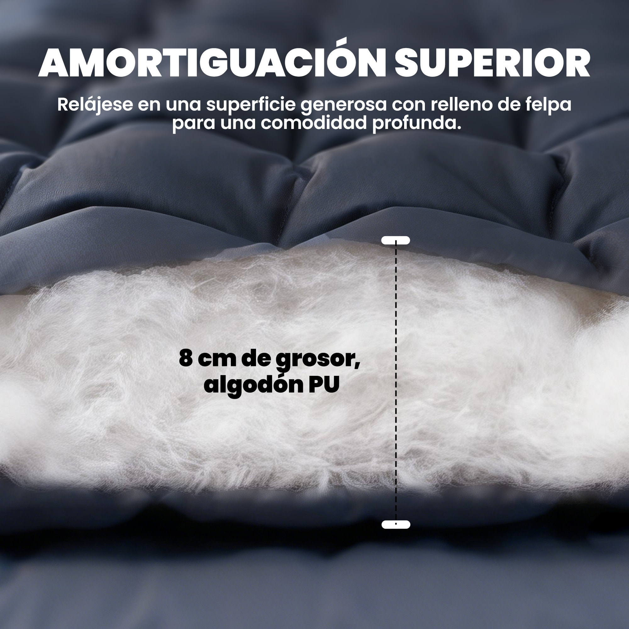 Esterilla de Camping Plegable, Colchoneta de Camping Portátil con Correas, Antideslizante, Grosor 8 cm, para Cama de Camping, Tienda, Viajes, Gris Oscuro
