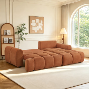 Canapé nuage convertible 4 places en tissu bouclette marron MINDEN