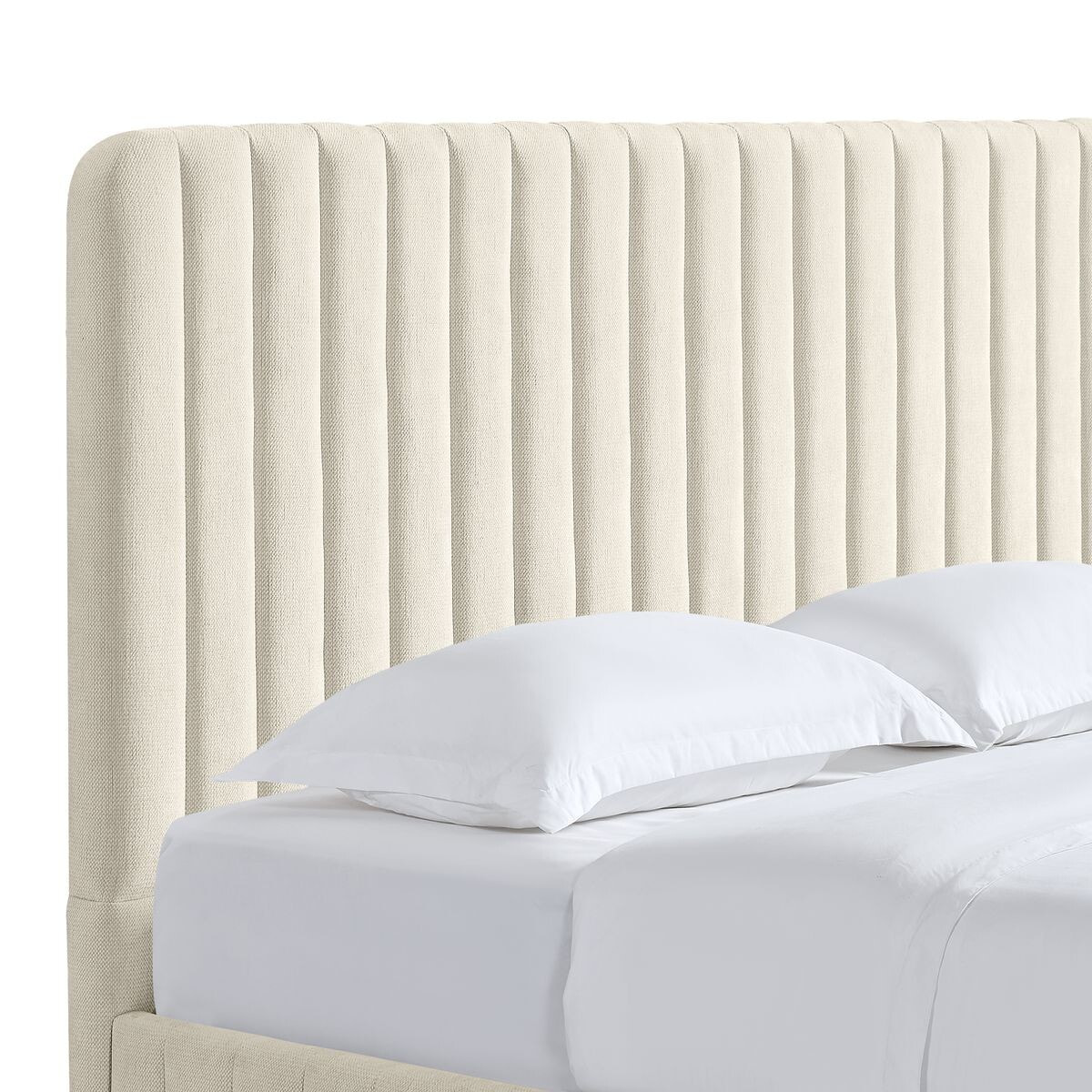 Lit coffre adulte avec tête de lit capitonnée en tissu chenille - ALTO