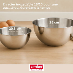 Set pâtisserie avec moule à kouglof 25 cm revêtu cire de carnauba, 2 bols à mixer, verre mesureur et spatule Zenker