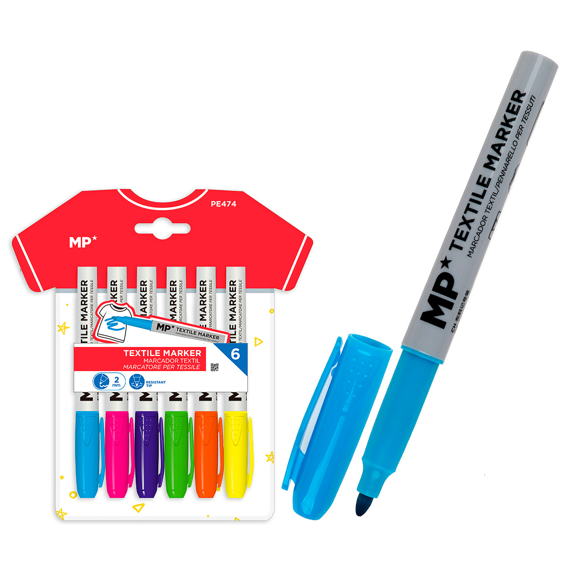 PENNA PER TESSUTO 6 pz. COLORI VARI