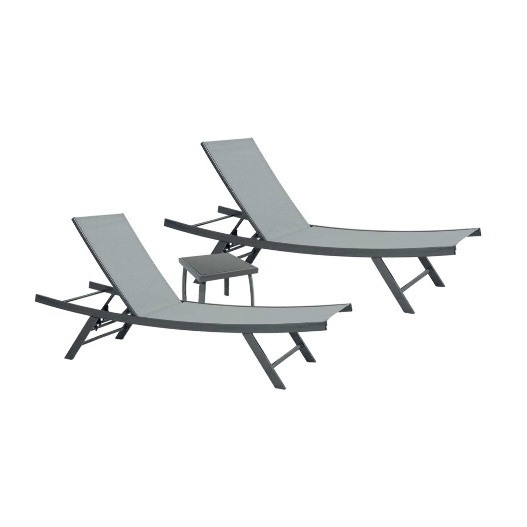 ARIO - Ensemble transat de jardin et table basse - Gris Perle