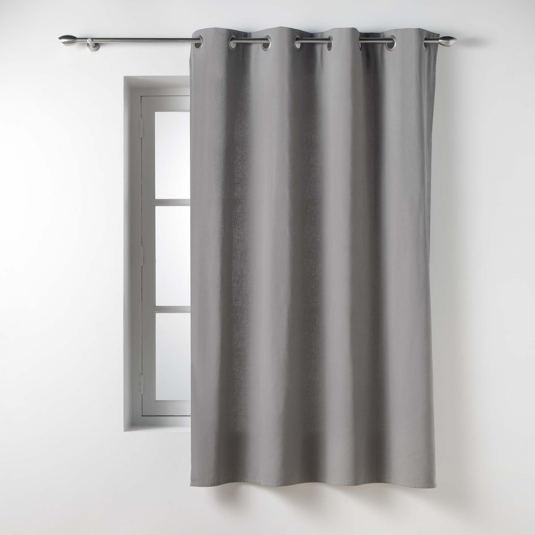 Rideau en poly-coton recyclé - Gris