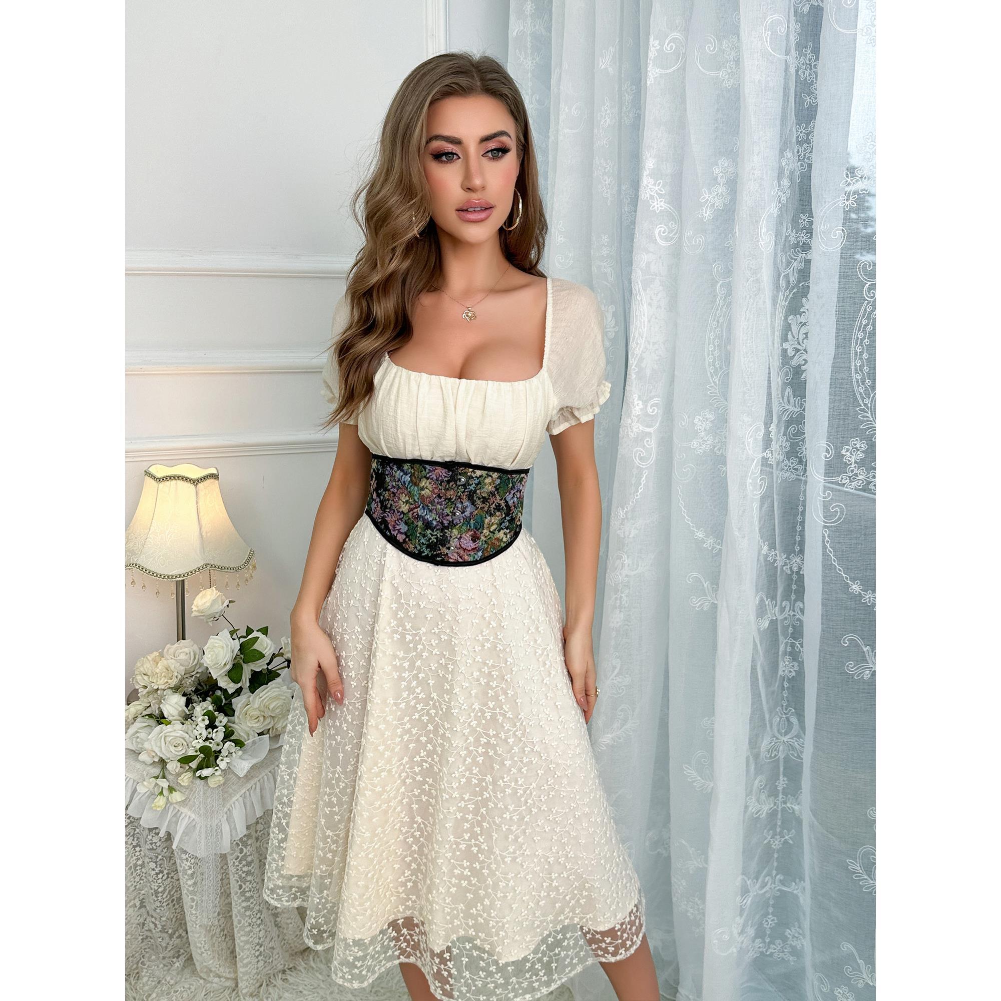 Bustier floral con forro de malla y cierre frontal