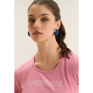 T-shirt Manica Corta con Logo FREDDY in Outline Glitter