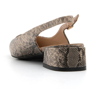 Slingback daily-chic pitonata - KHAKI