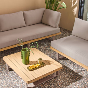 Salon de jardin d'angle bois d'acacia et aluminium 5 places ACALIA LATIKA