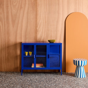 Buffet industriel métal et verre trempé 3 portes 100cm ARKANSAS