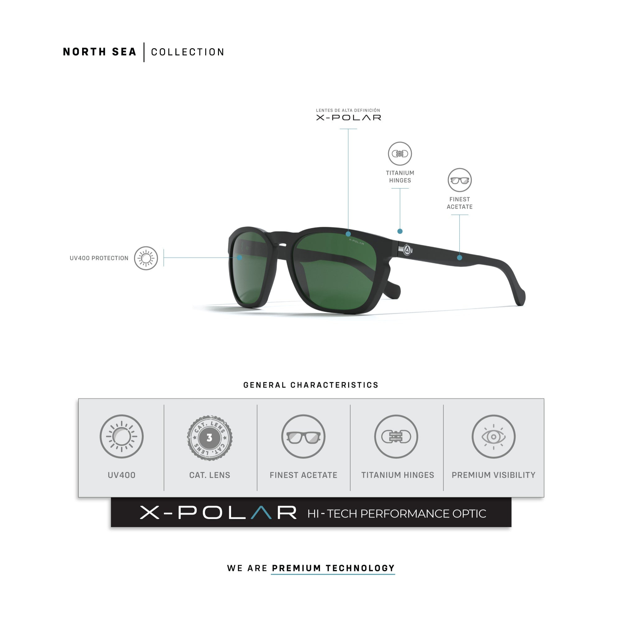 Gafas de Sol Uller North Sea Black / Green para hombre y para mujer