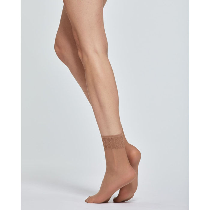 CALZA CORTA LADY VELATA CON BORDO IN PIZZO x2