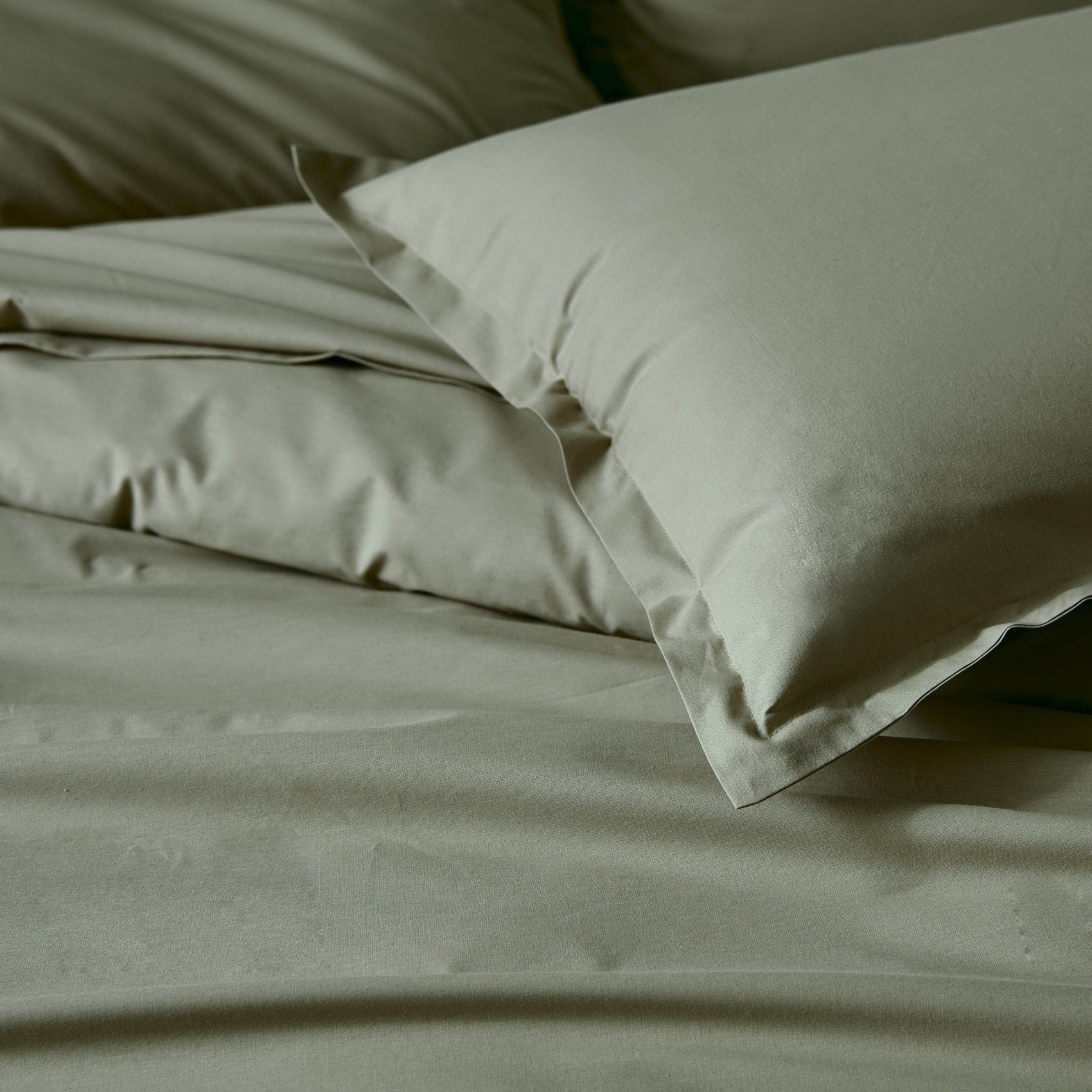 Taie d’oreiller percale de coton made in France - Kaki
