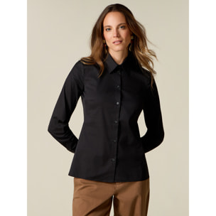 Oltre - Camicia basic in popeline - Nero