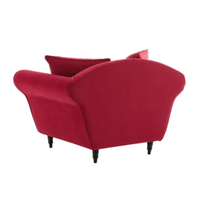 Fauteuil XL ALBA 130 cm velours Rouge - 100% déhoussable - Fab. France